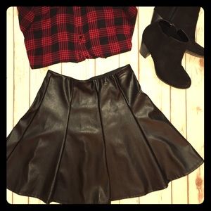 Faux-leather Skater Skirt